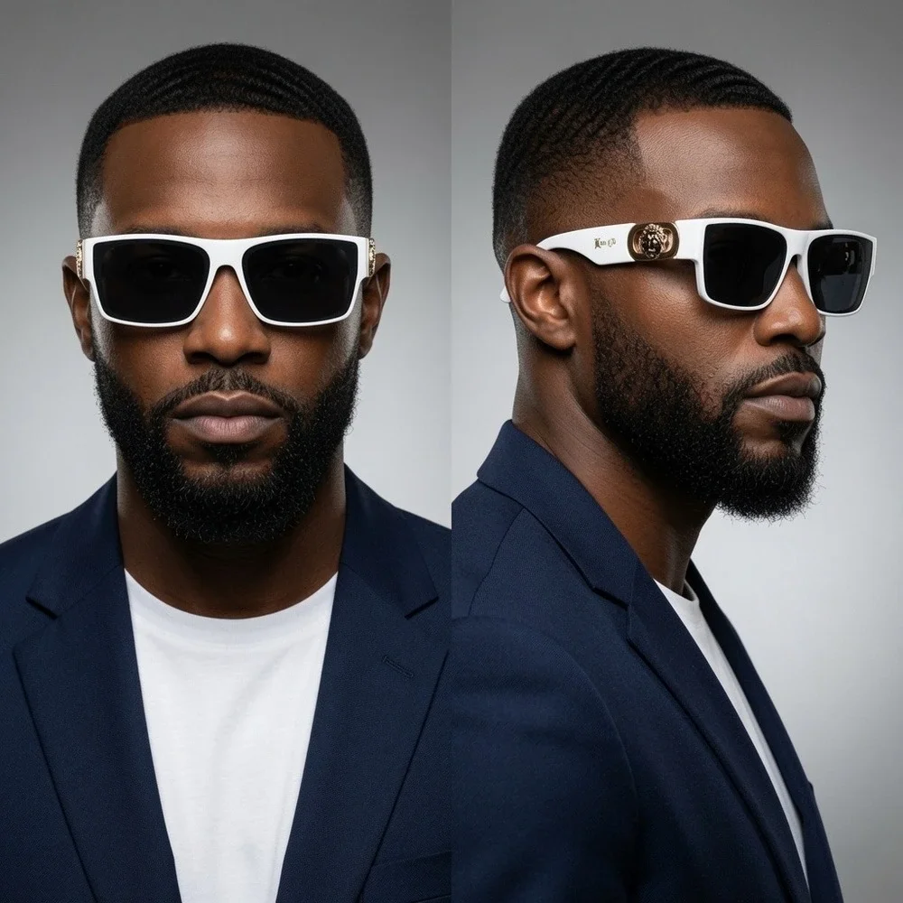 Sunglasses Men Summer Festival Rap Fashion Modern Greek Key Lion Medallion 2026